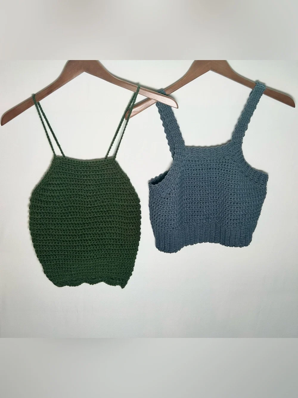 Lot of 2 Handmade Crochet Crop Tops Boho Knit Festival Halter Tank Tops S M